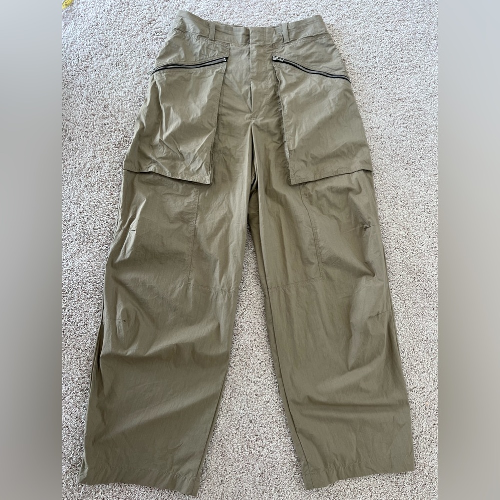 Zara Topstiched Zippered Pants - Khaki